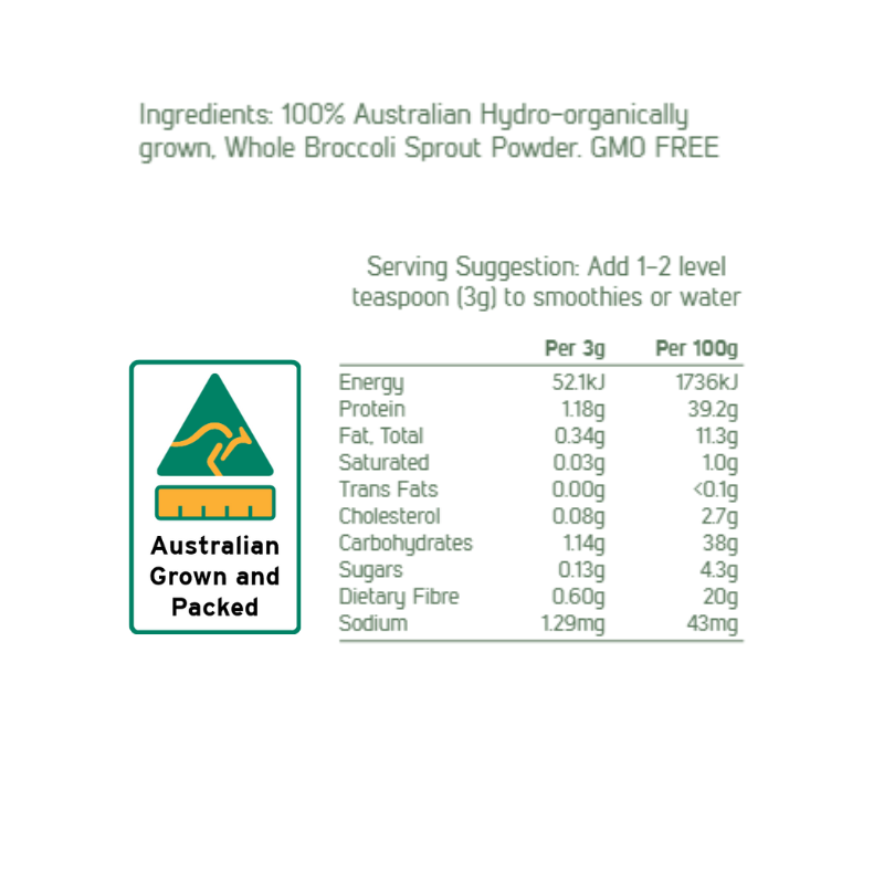 Australian Grown Broccoli Sprout Powder 80g - Image 2